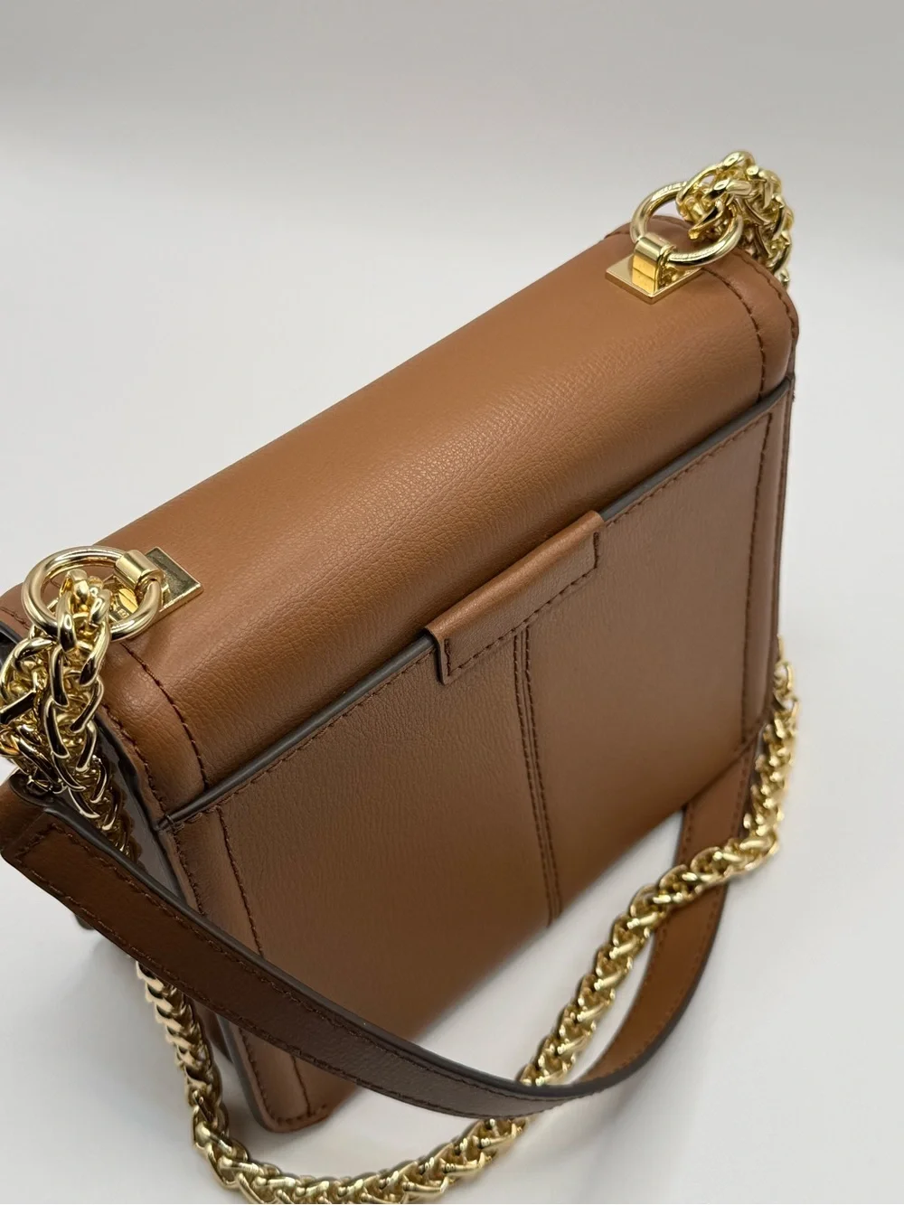 Michael Kors Tan Leather Crossbody with Gold MK Magnetic Lock Pre-Owned